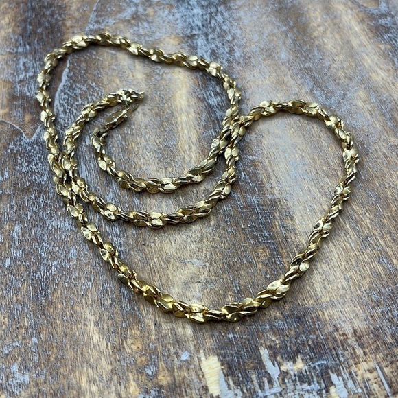 Vintage Nugget Necklace Gold Tone Chain 22” Chunky Bold Big Statement Unisex - Picture 4 of 9